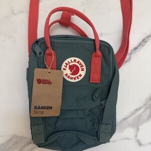 Fjallraven Kanken Sling‎ Mini Backpack Frost Green Coral Pink Cross Body Pocket